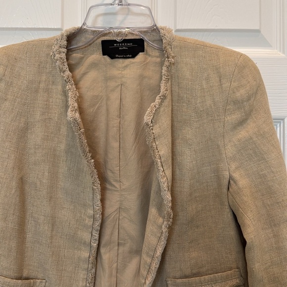 Weekend Max Mara Fringe Trim Linen Jacket Size Small - Picture 6 of 8
